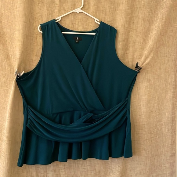 Jason Wu 3x emerald‎ green dressy top, slinky, soft, no wrinkle - Picture 1 of 3